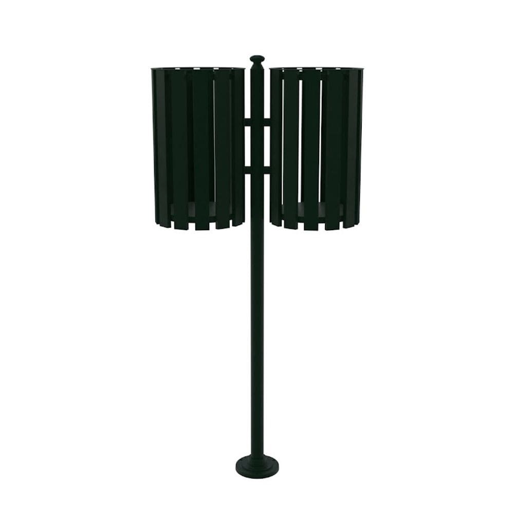 Lixeira de Rua Pátios Parques Dupla Tubular Verde 151cm