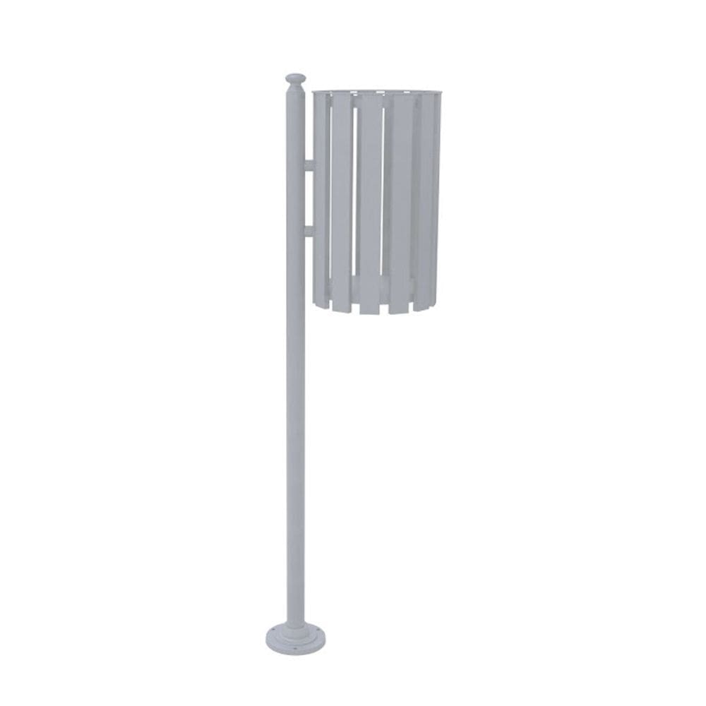Lixeira de Rua Pátios Parques Simples Tubular Cinza 151cm