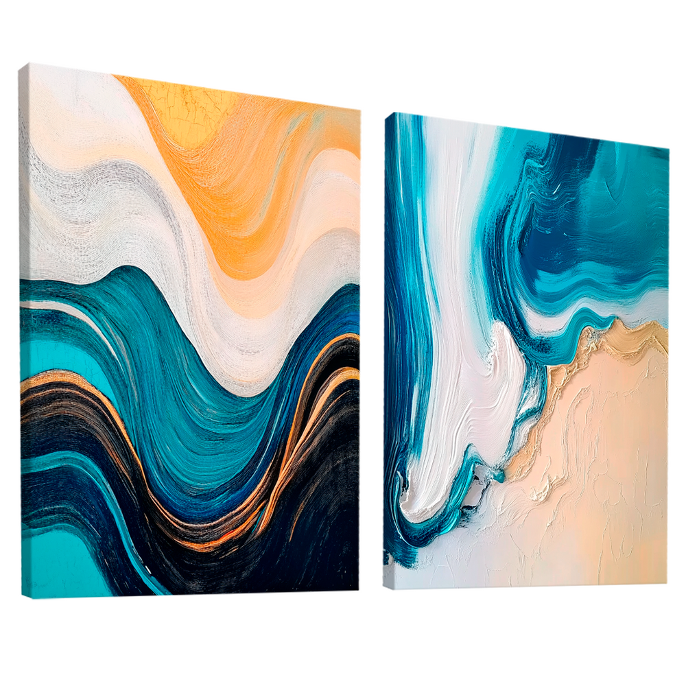 Quadro Decorativo Duo Abstrato Ondas Suave