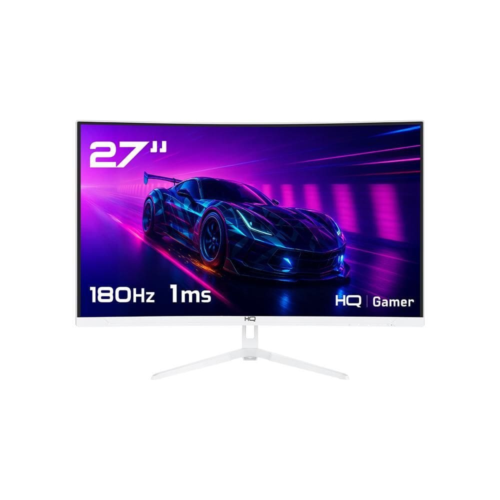 Monitor Gamer Branco 27” Curvo 1ms, 180Hz, AMD FreeSync, Full HD, HDMI, DP, Frameless HQ Premium HQW27C18