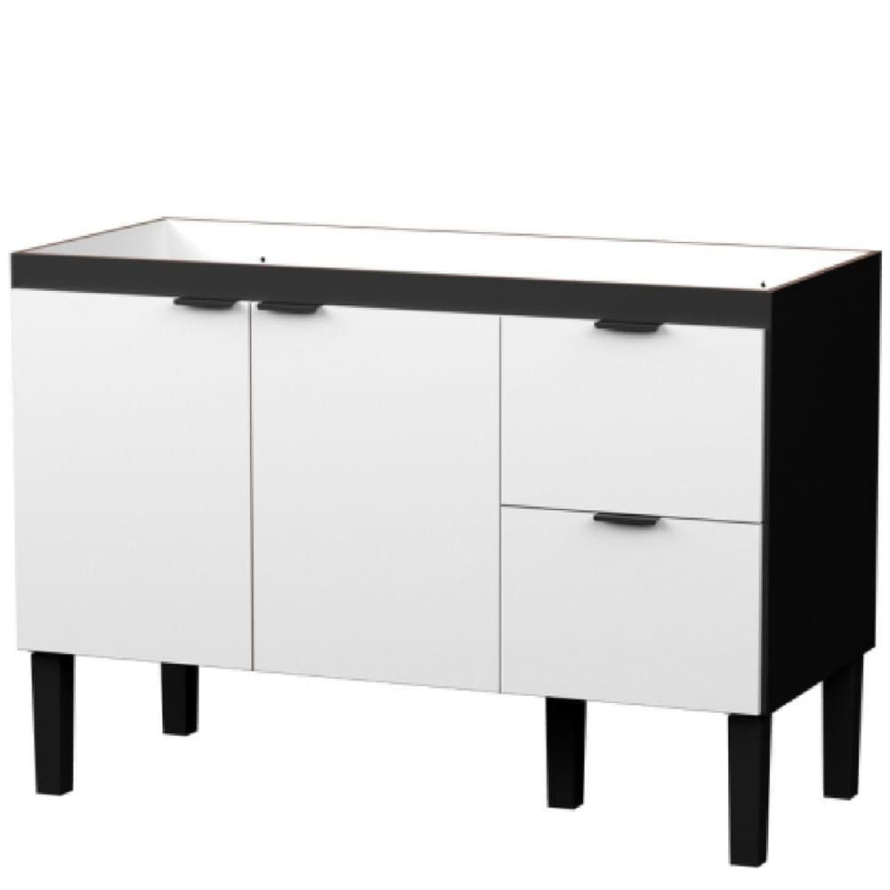 Gabinete Em Madeira Colibri Branco E Preto Para Pias De 1,20 Metro Com 2 Portas E 2 Gavetas - P101145 - Cozimax