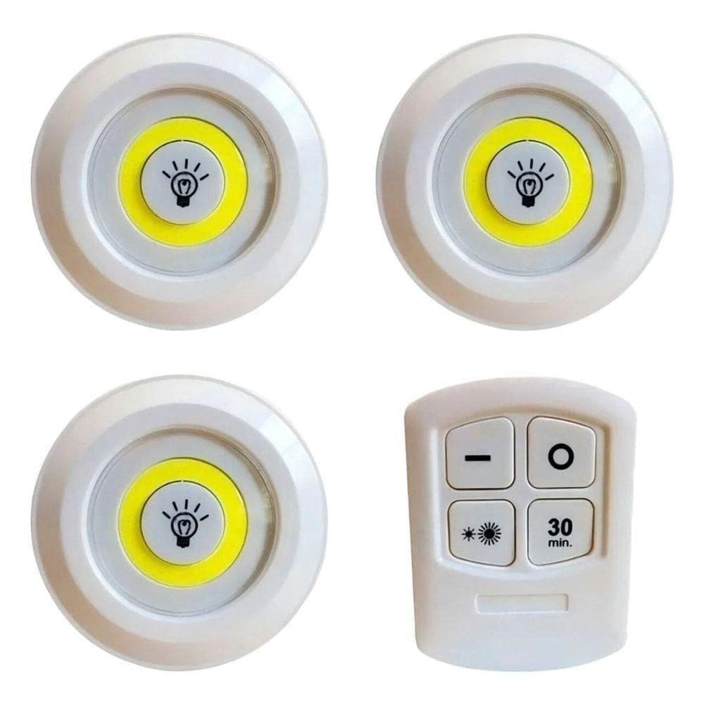 Kit 3 Luminárias Led Com Controle Remoto Conjunto