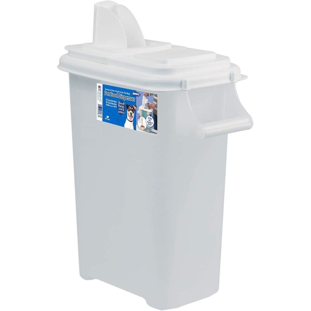 Recipiente de armazenamento de alimentos para animais de estimação Buddeez, capacidade de 7,25 kg, tampa branca