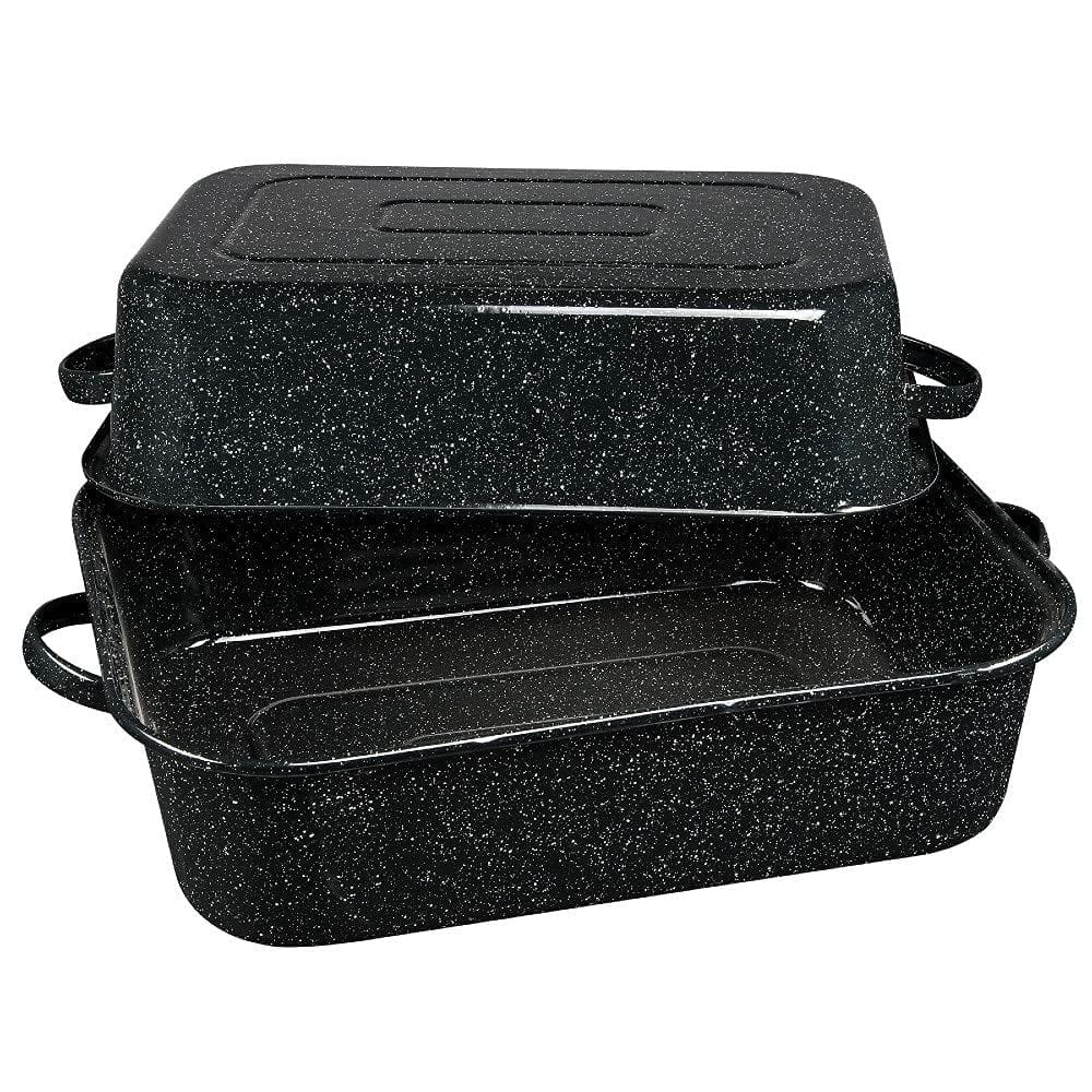 Forno Roaster Granite Ware Retangular de 21 polegadas com tampa preta