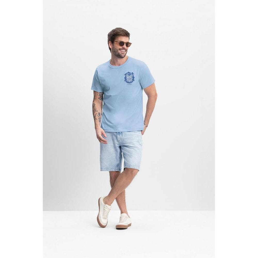 Camiseta masculina em malha comfort Essendi Camiseta Malha Comfort Estampa de Verão Masculina Essendi