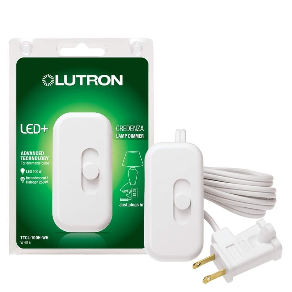 Interruptor de intensidade de lâmpada Lutron Credenza LED+ 100W Plug-In Branco