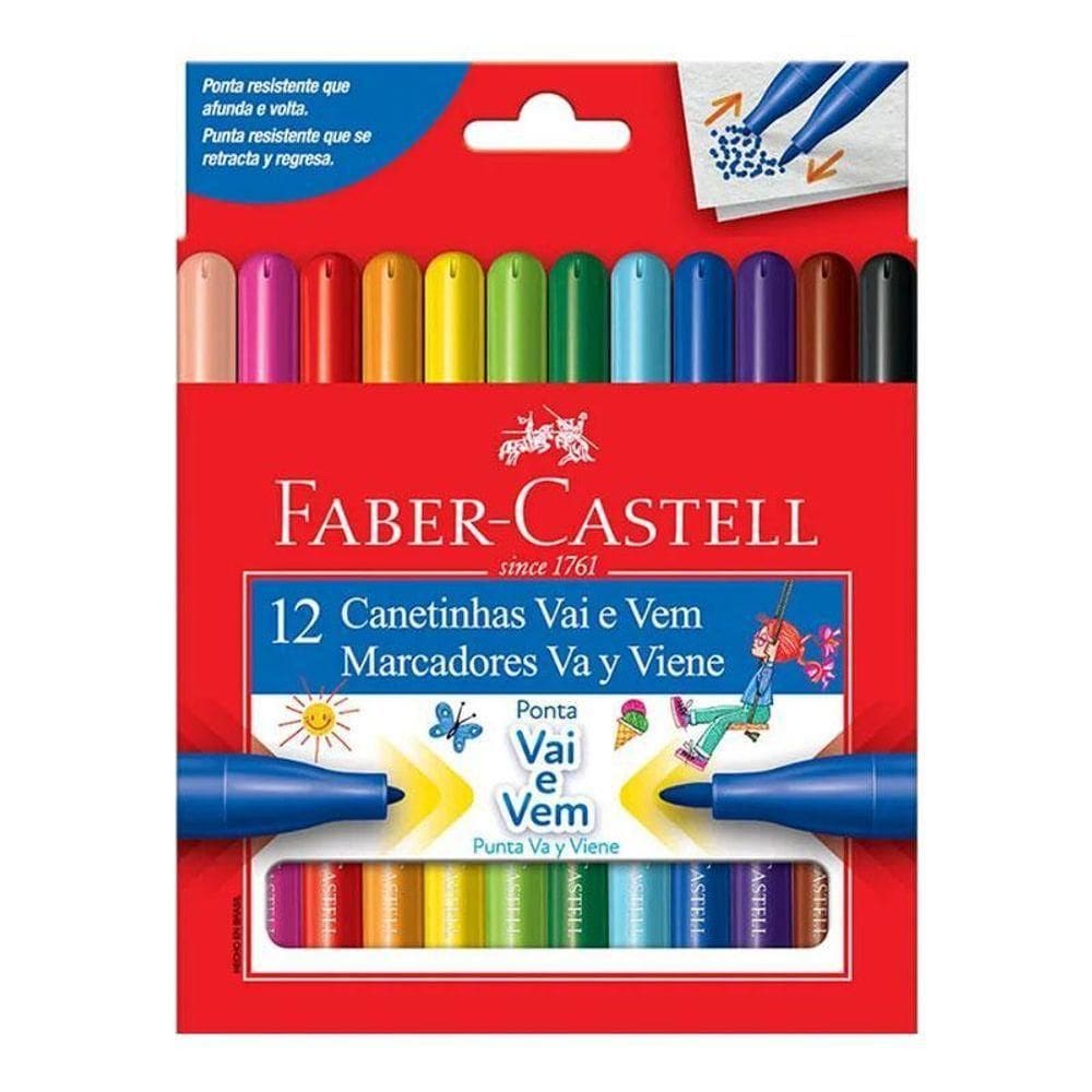 Canetinha Hidrográfica Ponta Vai E Vem 150112vvzf 12 Cores - Faber Castell
