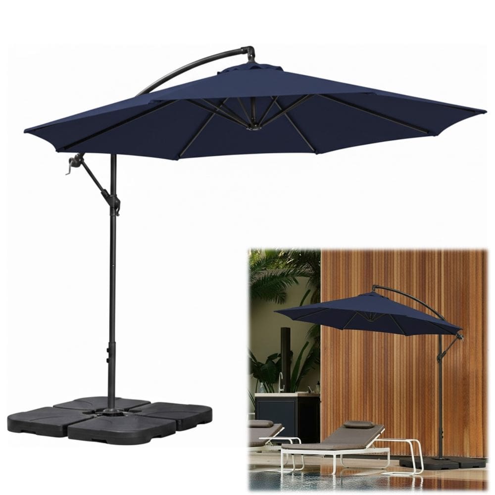 Kit Ombrelone Lateral Suspenso 3m Kauai + Base 60 Litros Quadrada Piscina Jardim - AMZ