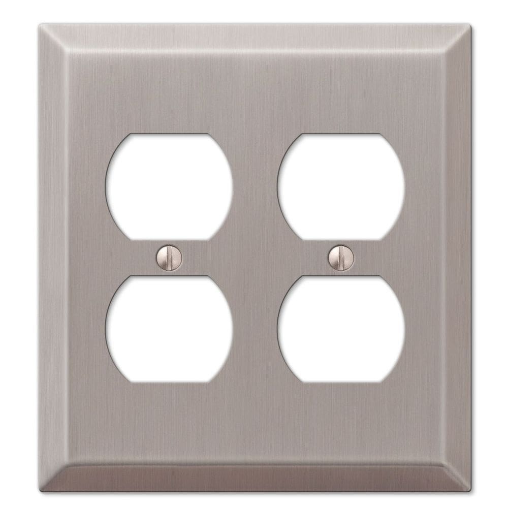 Placa de parede Amerelle Century Double Duplex em níquel escovado