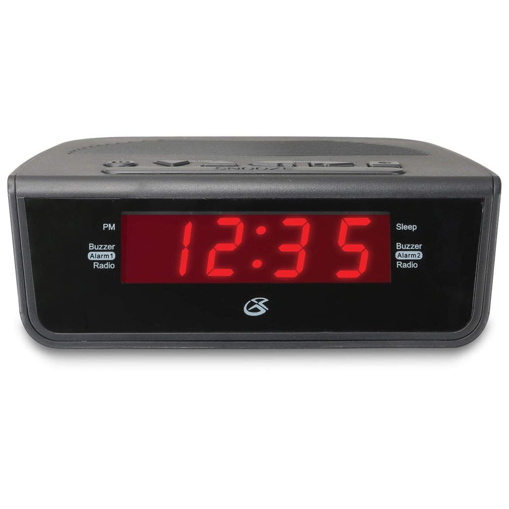 Rádio Despertador GPX C224B Alarme Duplo AM/FM Vermelho LED Preto
