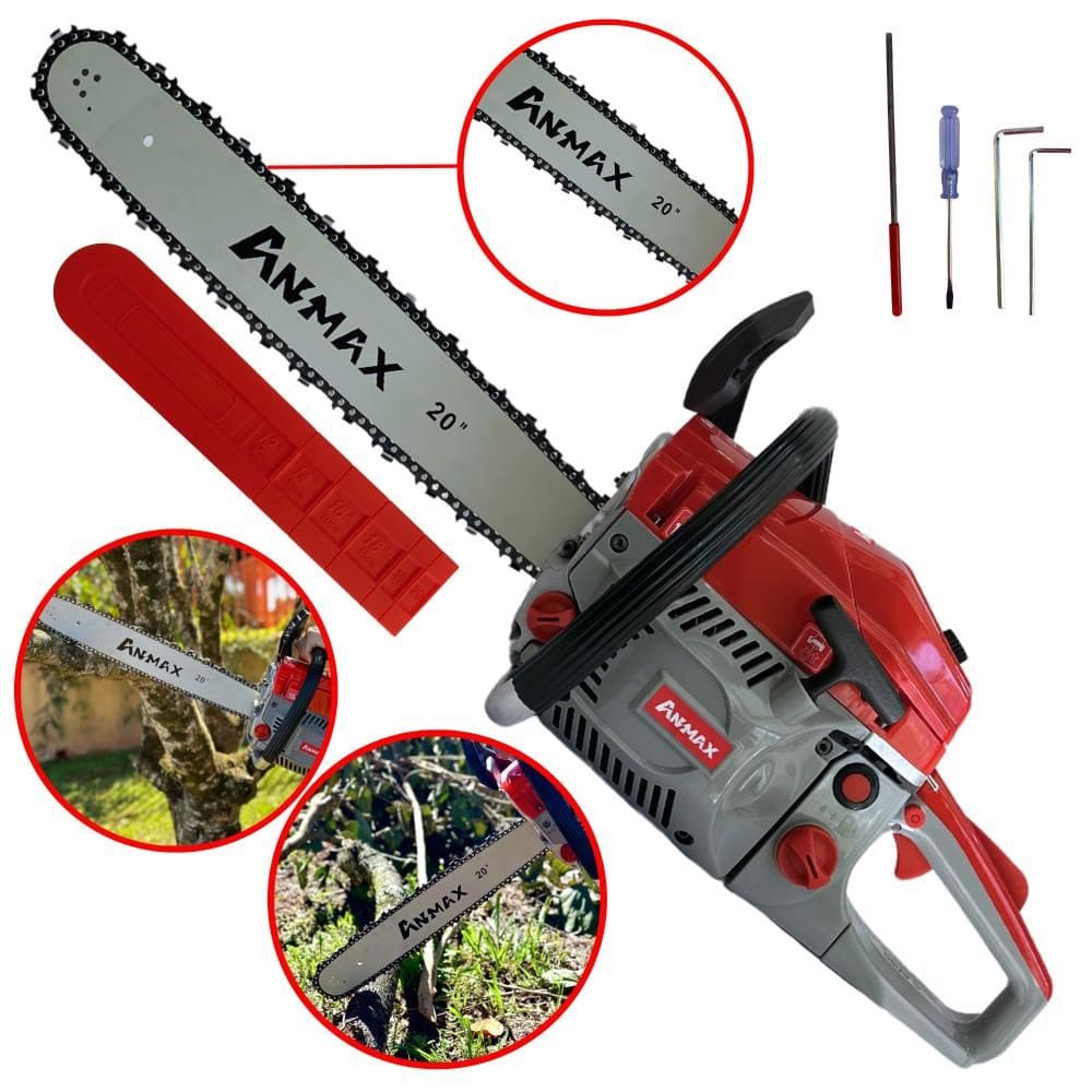 Motor Serra À Gasolina Anmax CS5800A 58cc 3HP de Potência 11.000rpm Motor 2T Motosserra Profissional Sabre 20’` Para Desdobra de Madeira