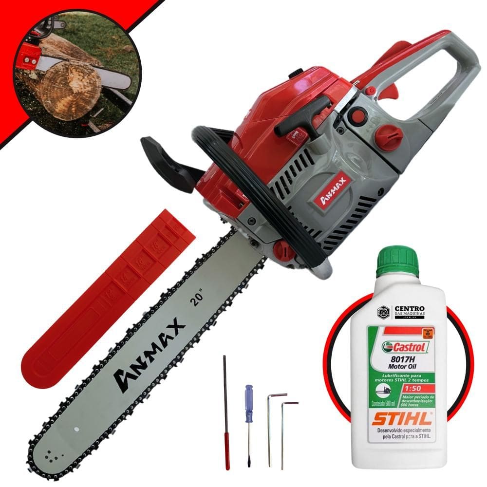 Motosserra CS5800A Anmax À Gasolina Motor 2T 58cc 3HP 11.000rpm Profissional Sabre 20 Polegadas Ponta Rolante Para Desdobra de Madeira + ÓLEO STIHL