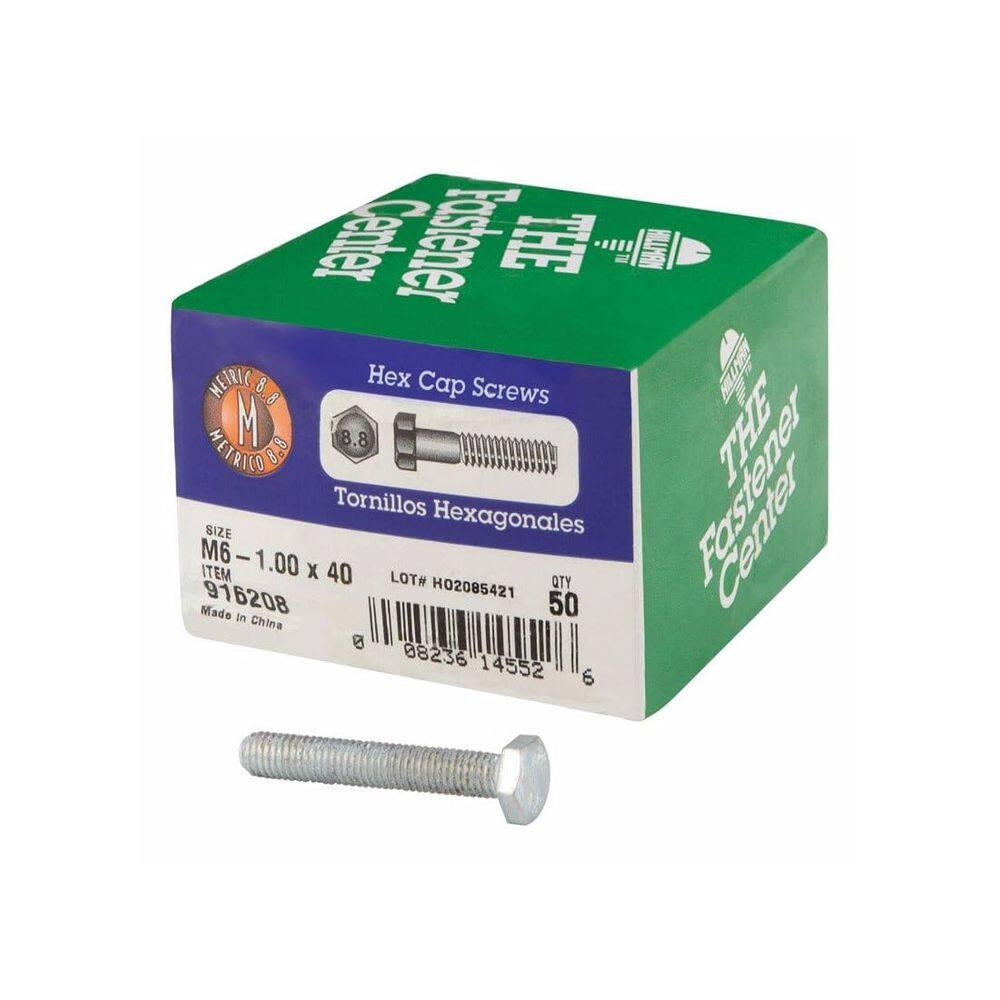 Parafuso hexagonal de aço zincado Hillman M6-1,00 mm x 40 mm, pacote com 50