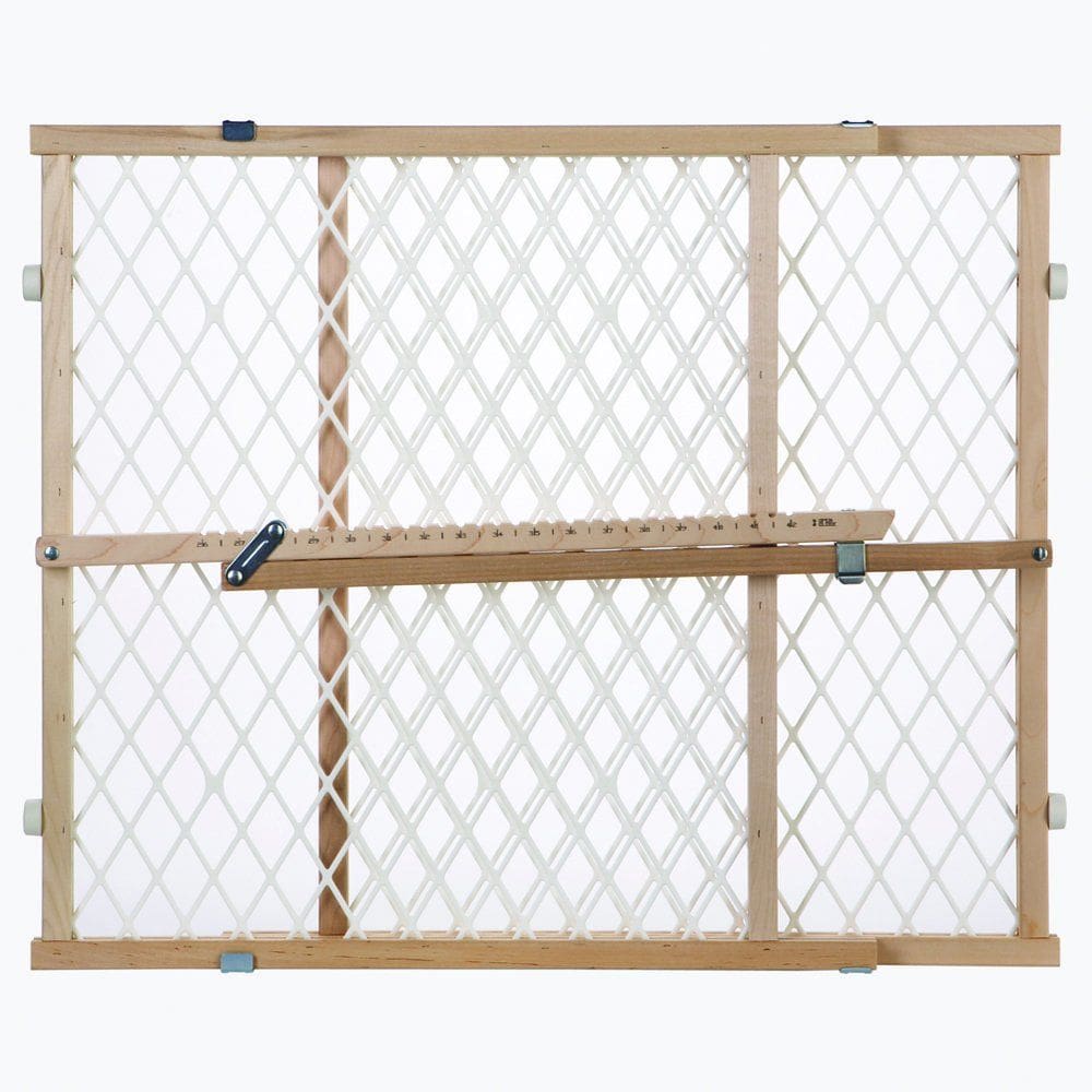 Portão de bebê de madeira Toddleroo ajustável com 67-107 cm de largura