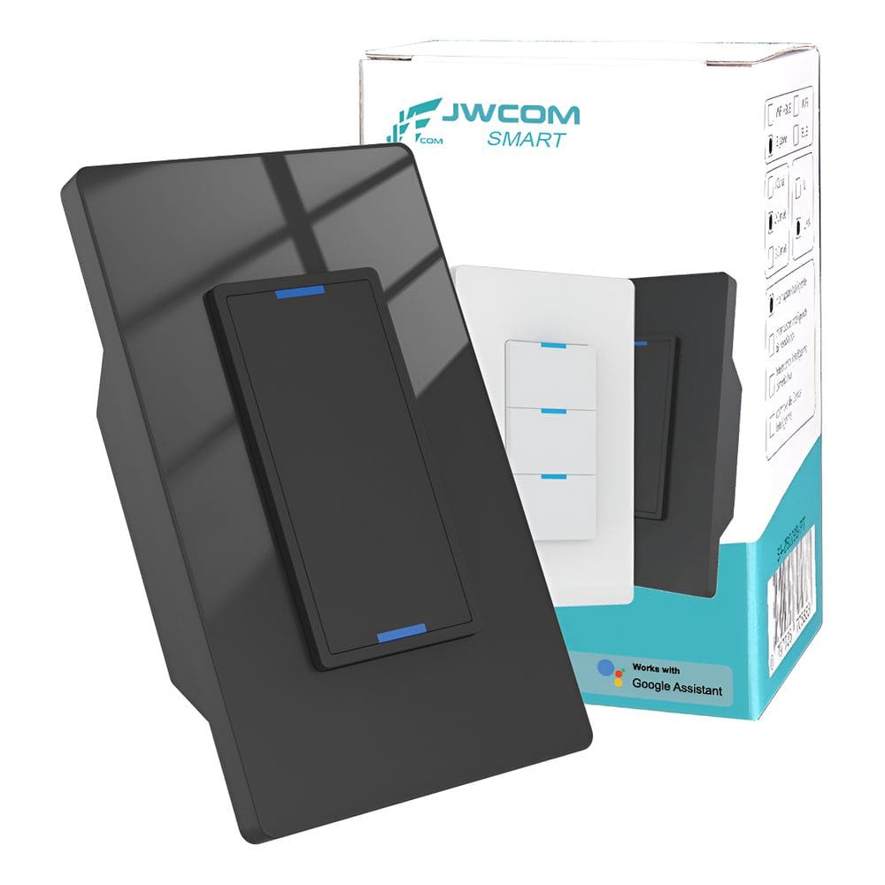 Interruptor Inteligente Tecla Física vidro 2 Botões Zigbee PRETO  JWCOM SA-ZB279B-PT