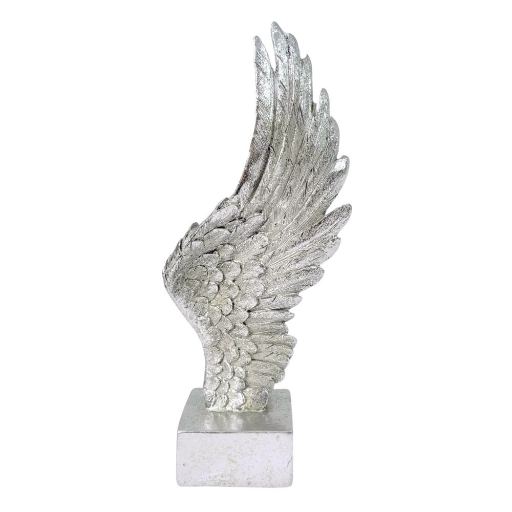Escultura Asa De Anjo Decorativa Prata Direita 25X11X6Cm