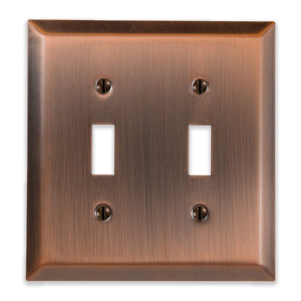 Placa de parede Amerelle Century Double Toggle Steel Antique Copper