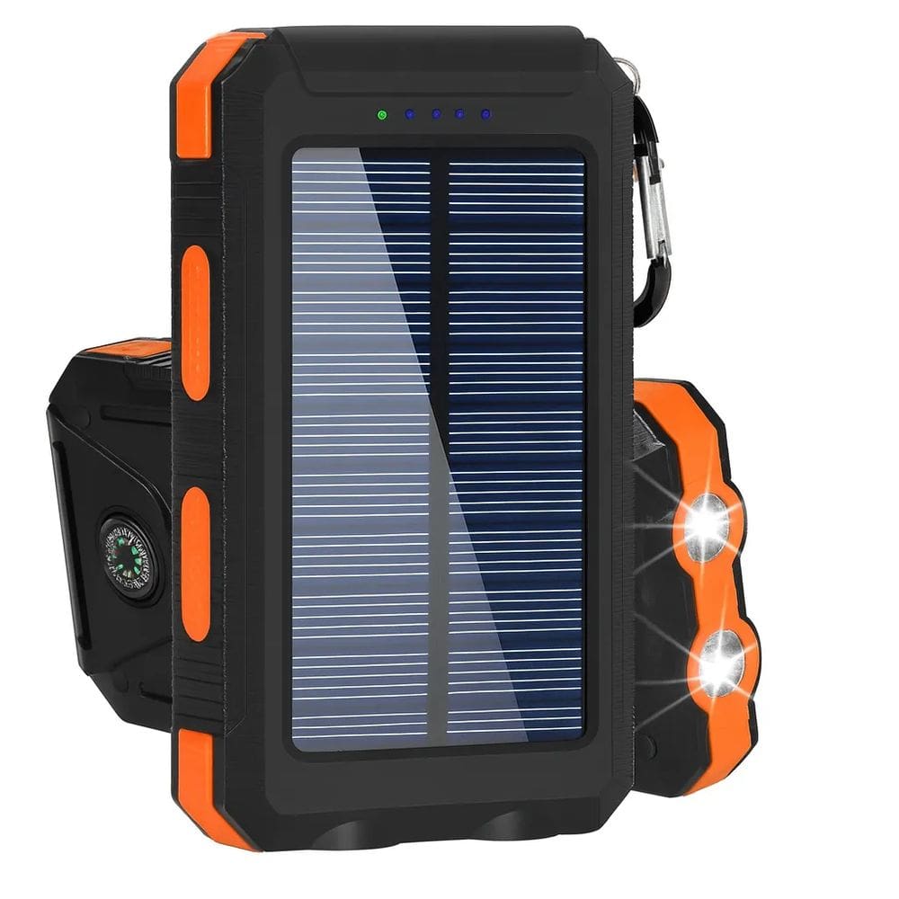 Carregador Portátil Solar com Power Bank USB e Lanterna – La