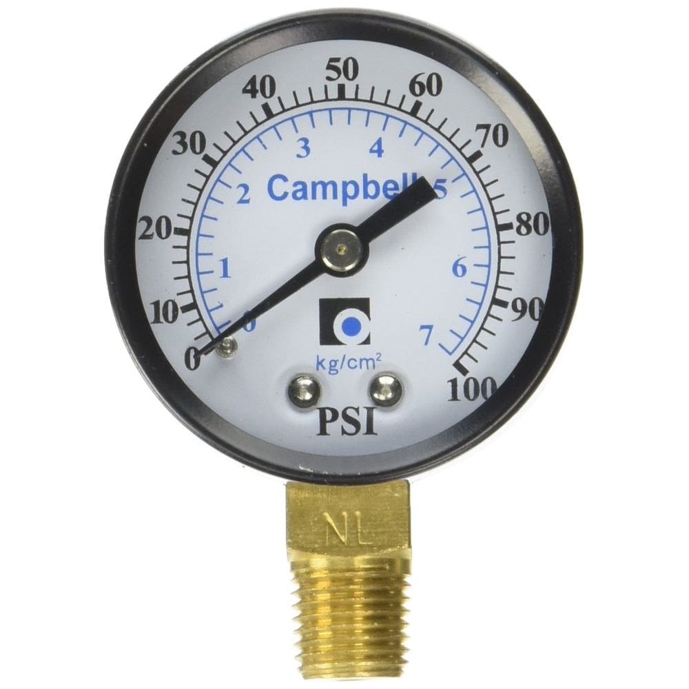 Medidor Campbell PG1T-NL 0-100 PSI Face de 5 cm de rosca de 1/4”
