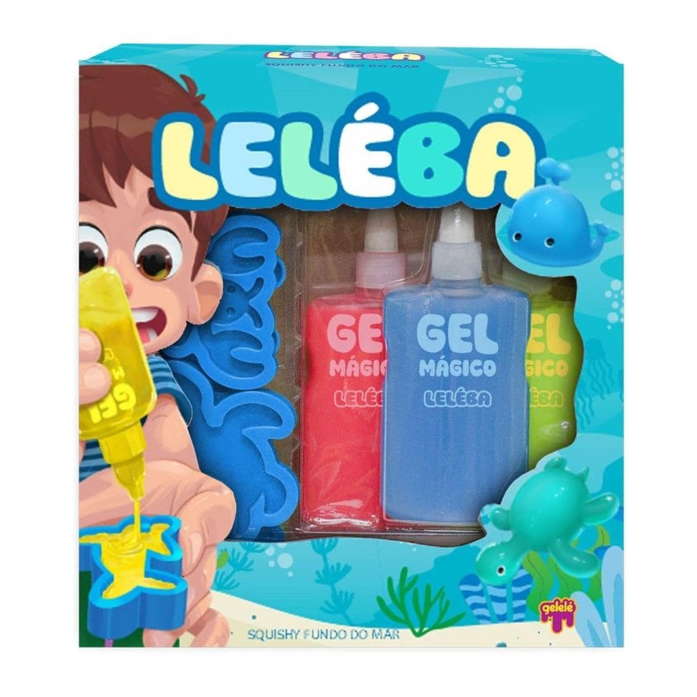 Slime Gelelé Leléba Gel Mágico Fundo Do Mar Azul 11 Peças