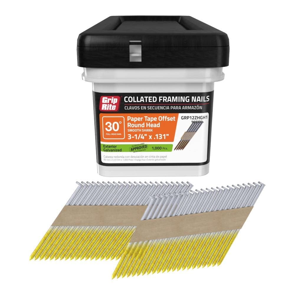 Sujetadores para papel Grip-Rite GRP12ZHGH1 galvanizados en caliente de 3.25”