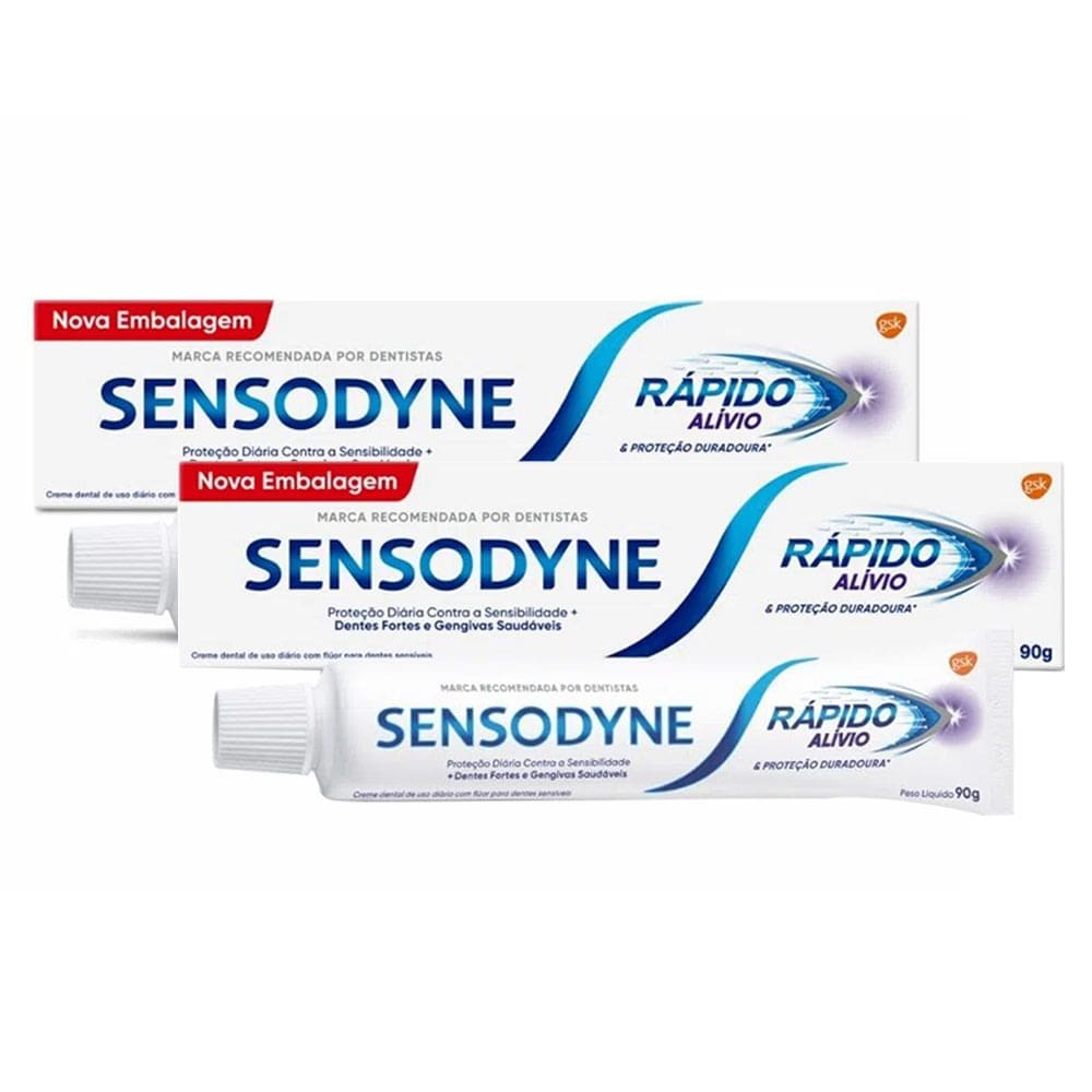 Kit 2 Creme Dental Sensodyne Rápido Alívio para Dentes Sensíveis 90g