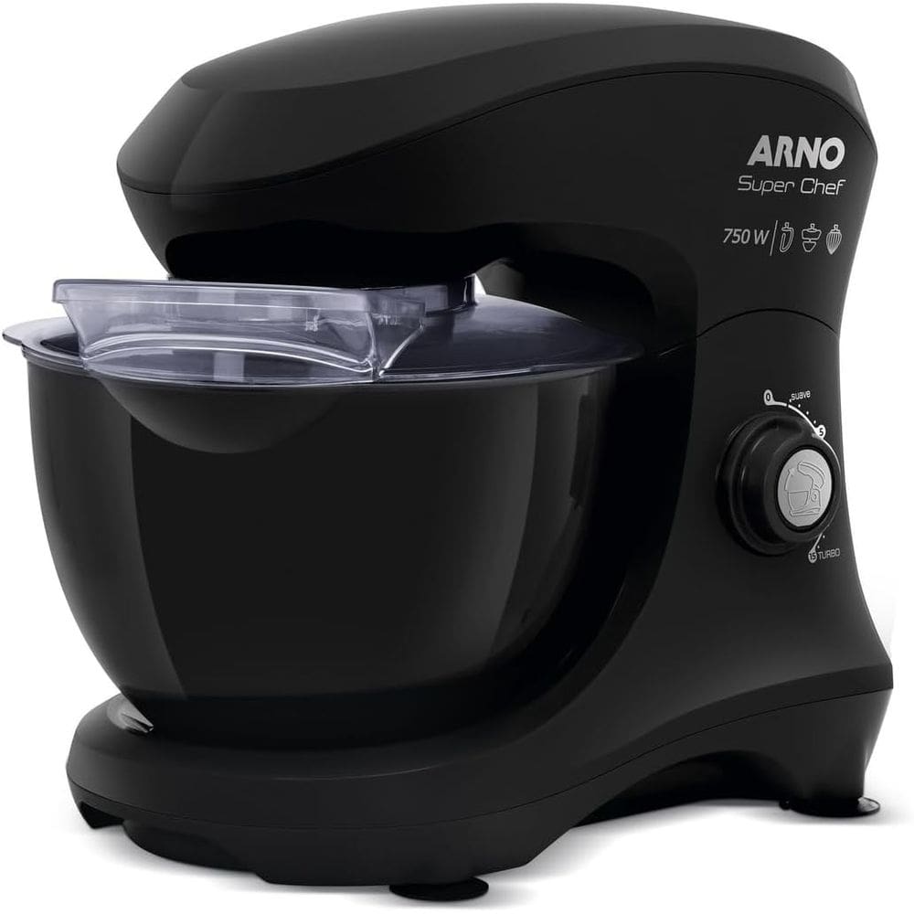 Batedeira Planetária Arno Superchef 750W 5 litros 15 velocidades Preta