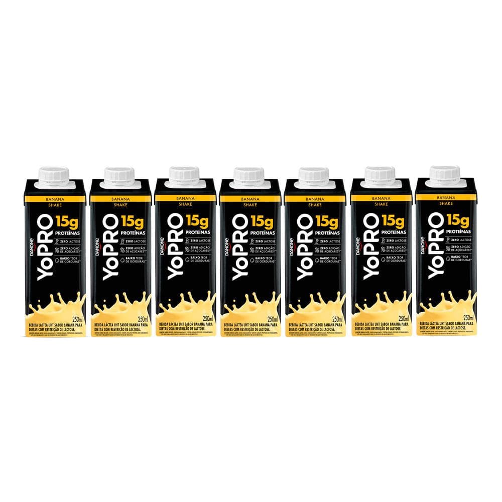 Kit 7 YoPRO Bebida Láctea UHT Banana 15g de proteínas 250ml