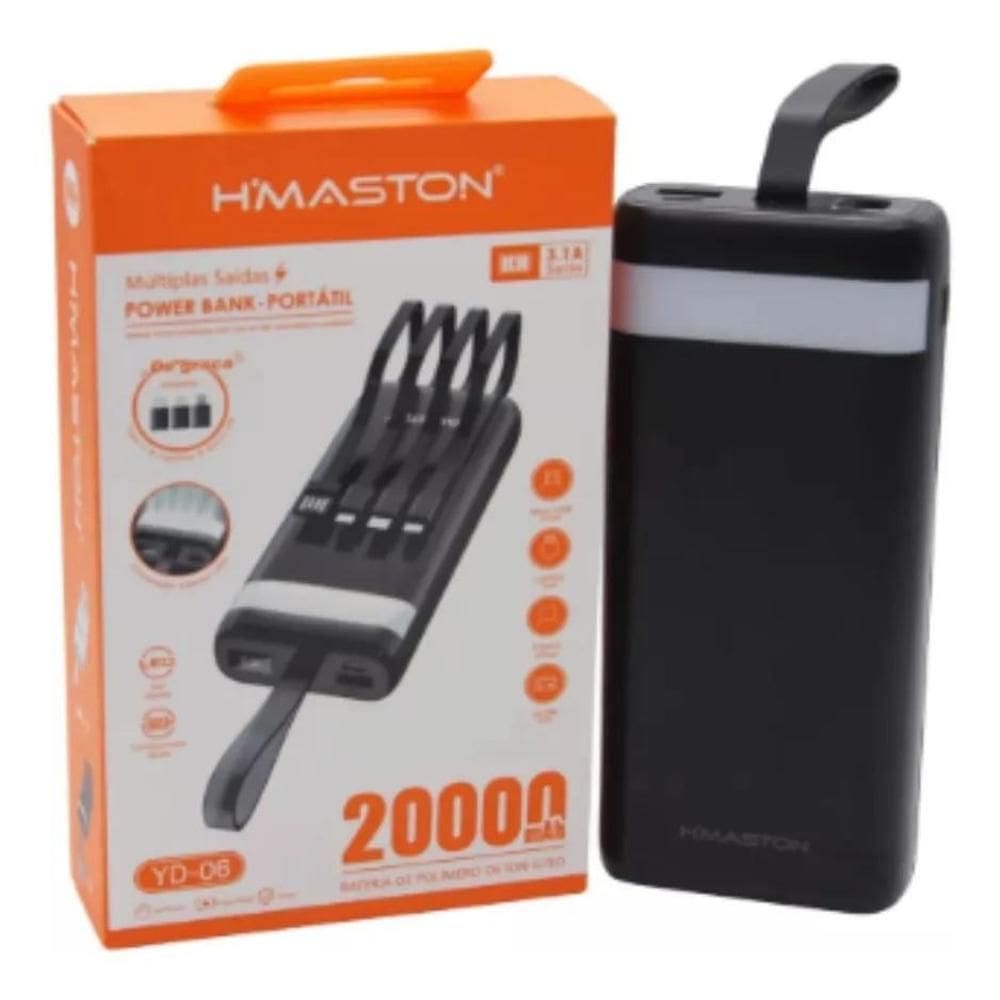 Power Bank Portátil 20000Mah Bateria Rápida E Duradoura
