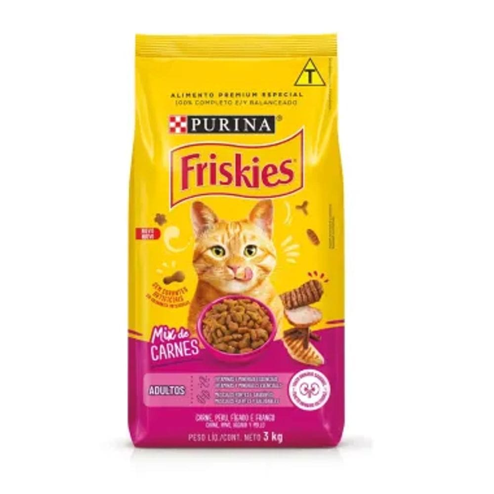 Ração para Gatos Friskies Adulto Sabor Mix de Carnes com 3kg