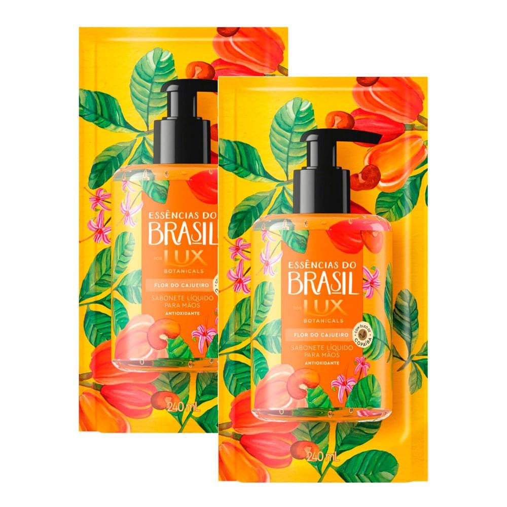 Sabonete Líquido para Mãos Lux Essências do Brasil Flor Cajueiro Refil 240ml | Kit com duas unidades