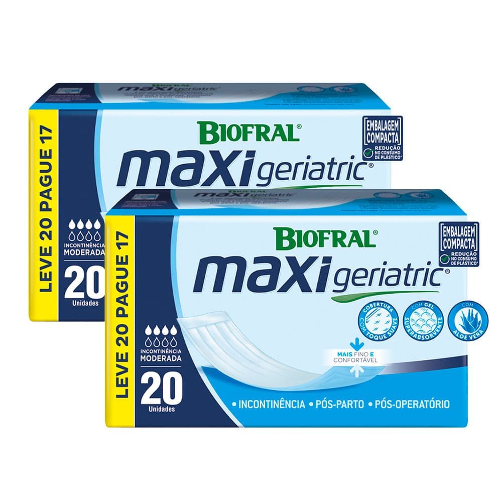 Kit 2 Absorvente Geriátrico Biofral Maxi Geriatric Leve 20 Pague 17 Unidades
