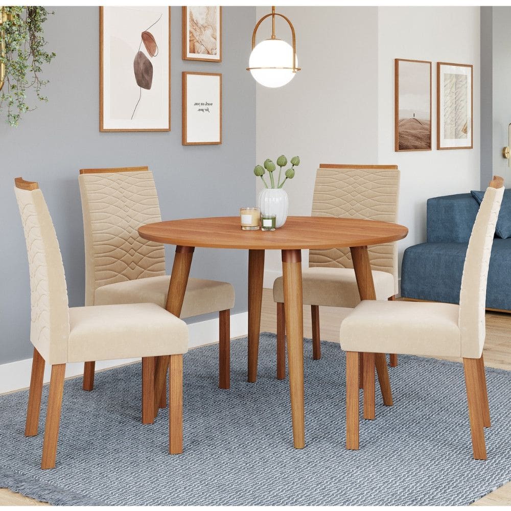 Conjunto Sala de Jantar Mesa Dani com 4 Cadeira em MDF Clarice Cimol