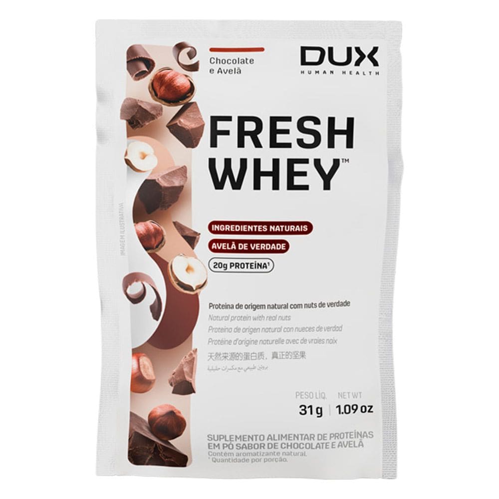 Fresh Whey Dux Sabor Avelã de Verdade com 20g de Proteína Sachê 31g