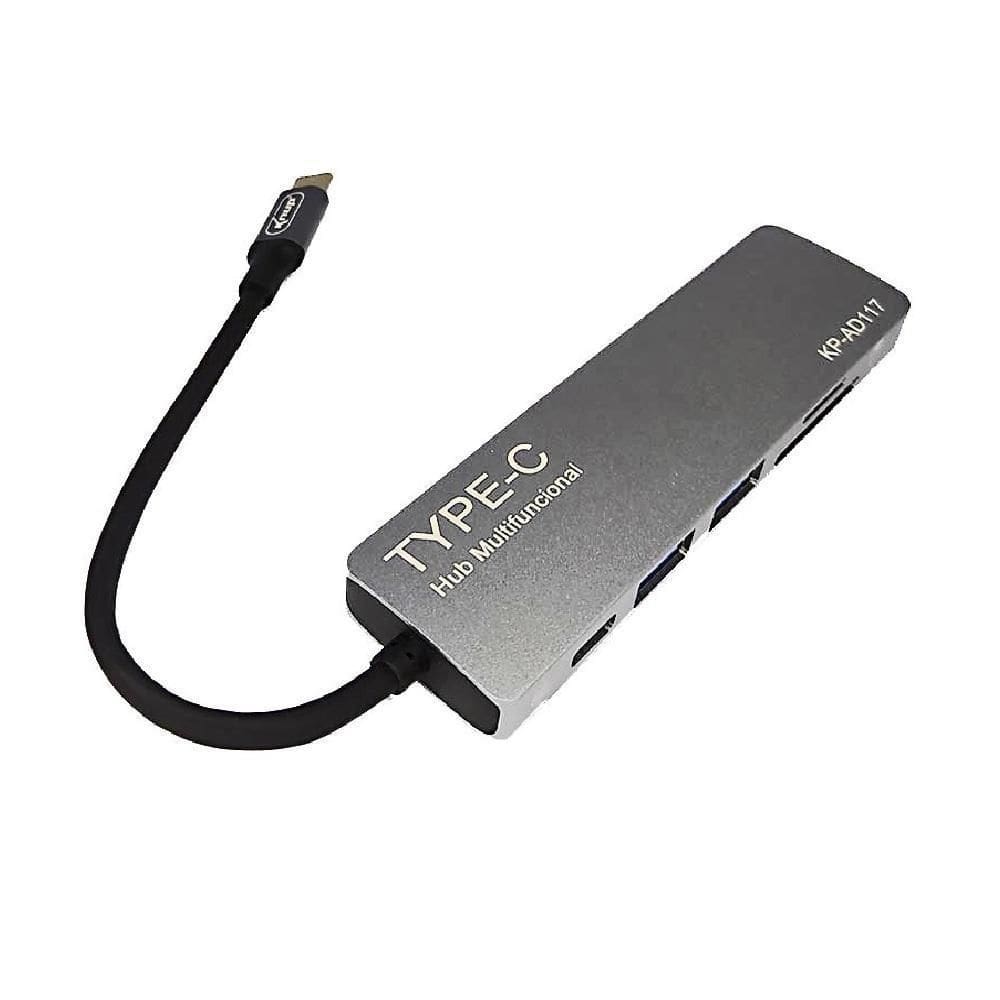 Adaptador Hub 6x1 USB-C Tipo-C x HDMI, USB 3.0 Cartão SD Kp-Ad117