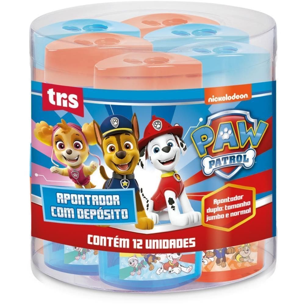 Apontador Com Deposito 2 Furos Patrulha Canina Jumbo/Norm.2C