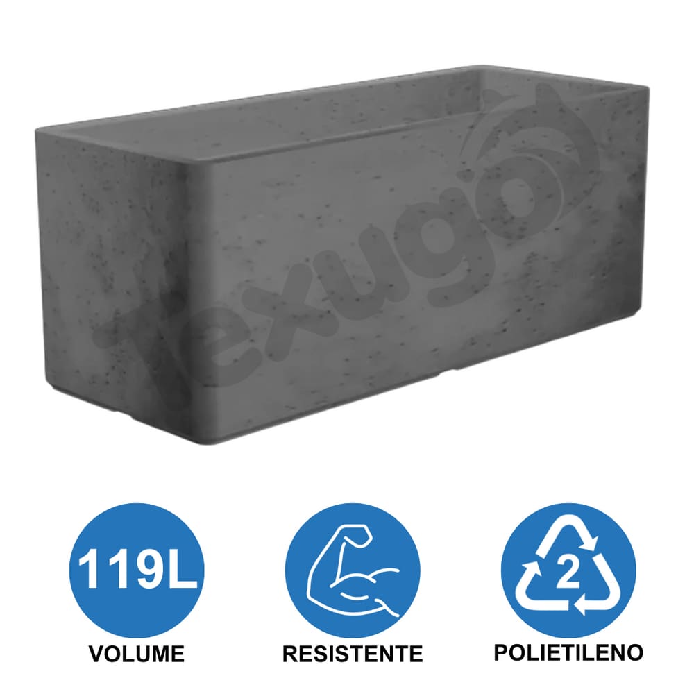 Cachepô Floreira Urbe 100 Jardineira Polietileno 100x40x40cm Japi Cimento Queimado