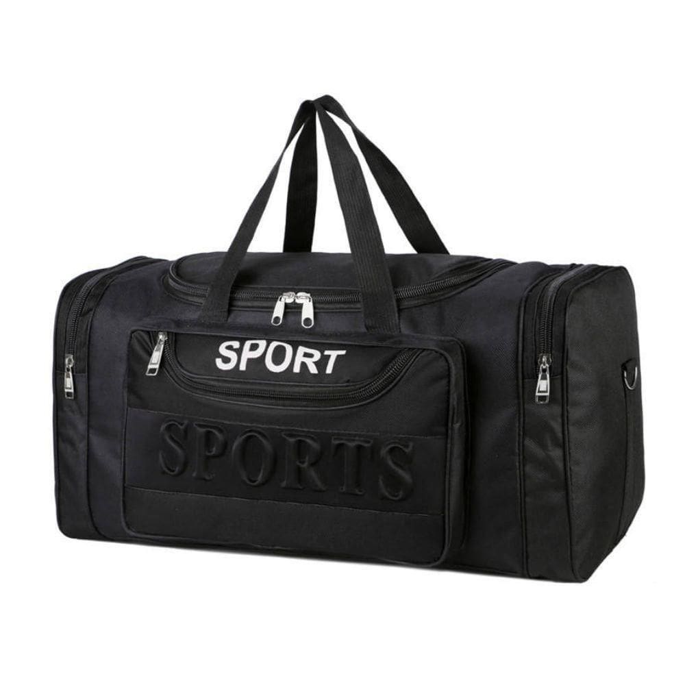 Bolsa Mala Esportiva Mochila Viagem Academia Treino Unissex Sports Alca Mao Ombro Bolso Lateral Frontal Preto