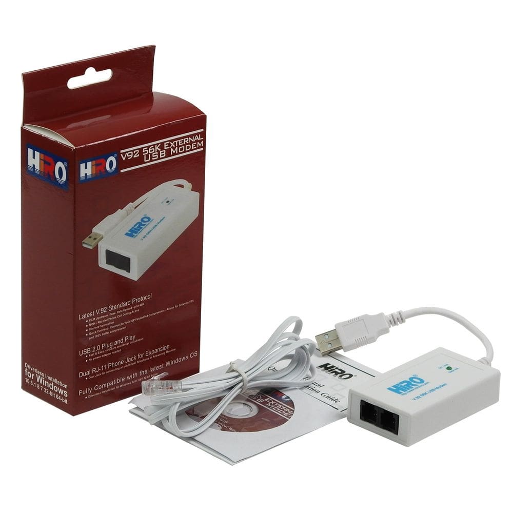Modem HiRO V92 56K USB externo, dados, fax, Internet dial-up