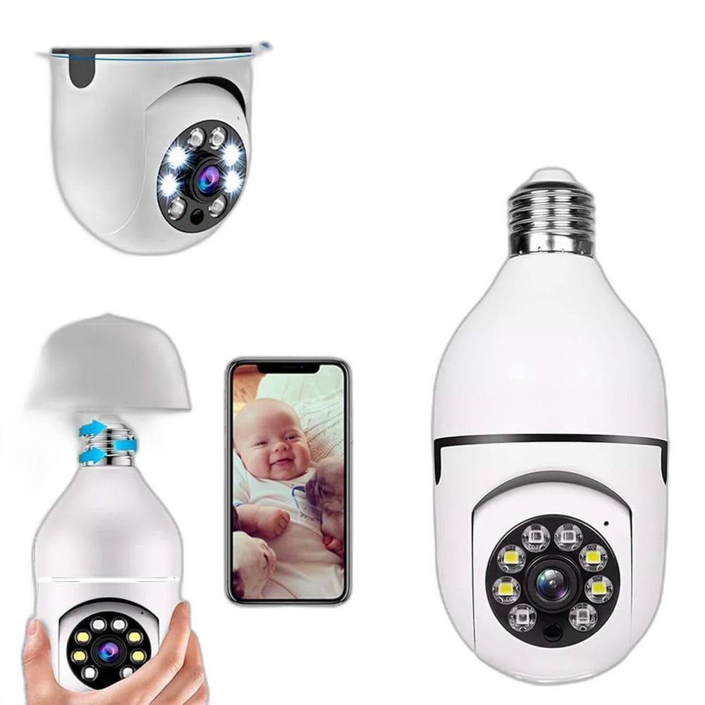 Câmera De Segurança Lâmpada Hd À Prova Dágua Sem Fio 360