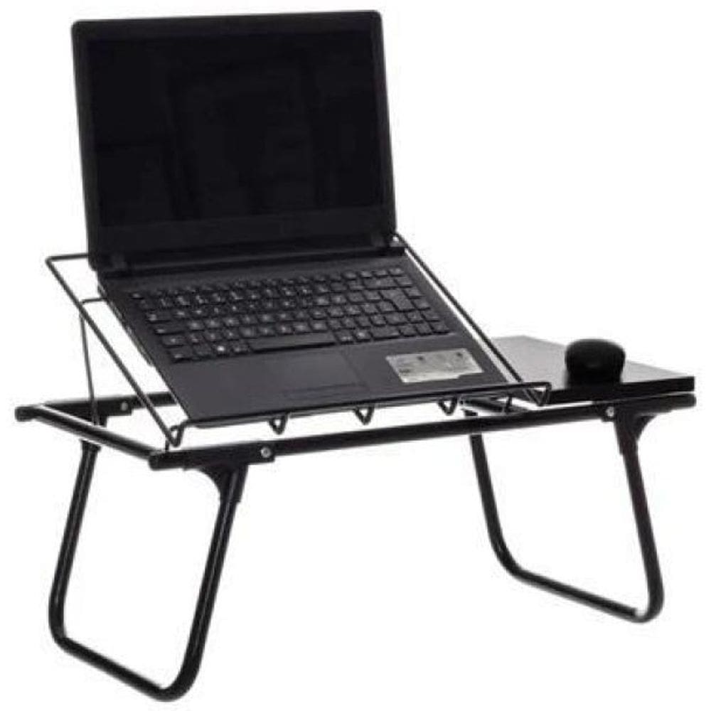 Mesa De Colo Para Notebook Mesinha Aramada Dobrável Preta