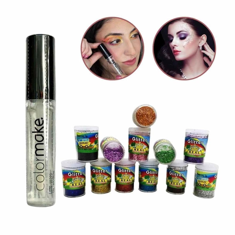 Cola Gliter 12 Cor Maquiage Festa Fantasia Carnaval