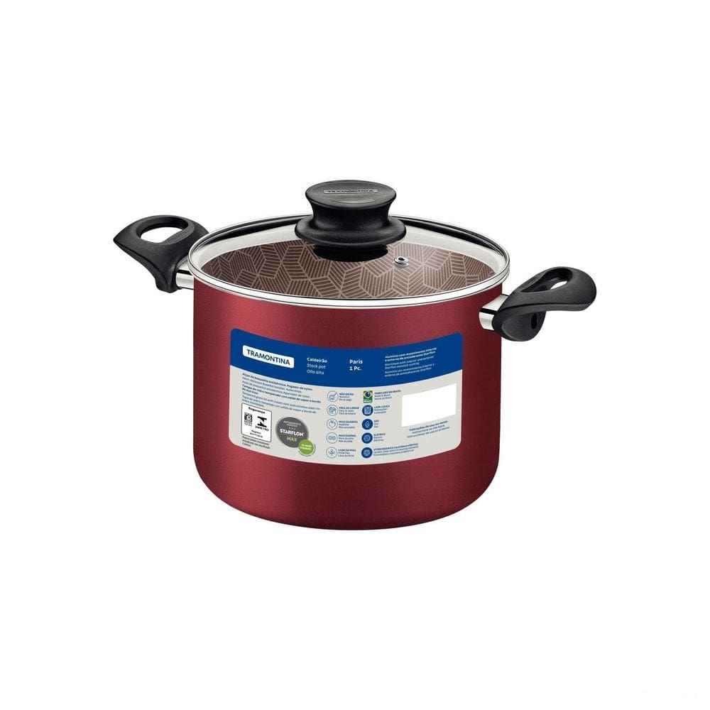 Caldeirão Tramontina Paris Antiaderente Starflon Max Vermelh