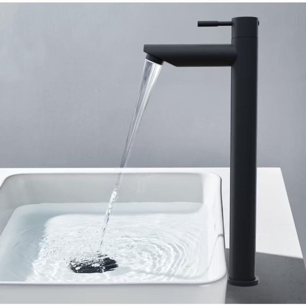 Torneira para Banheiro Bica Alta Para Sobrepor Cuba Fria Preto Fosco FC-141