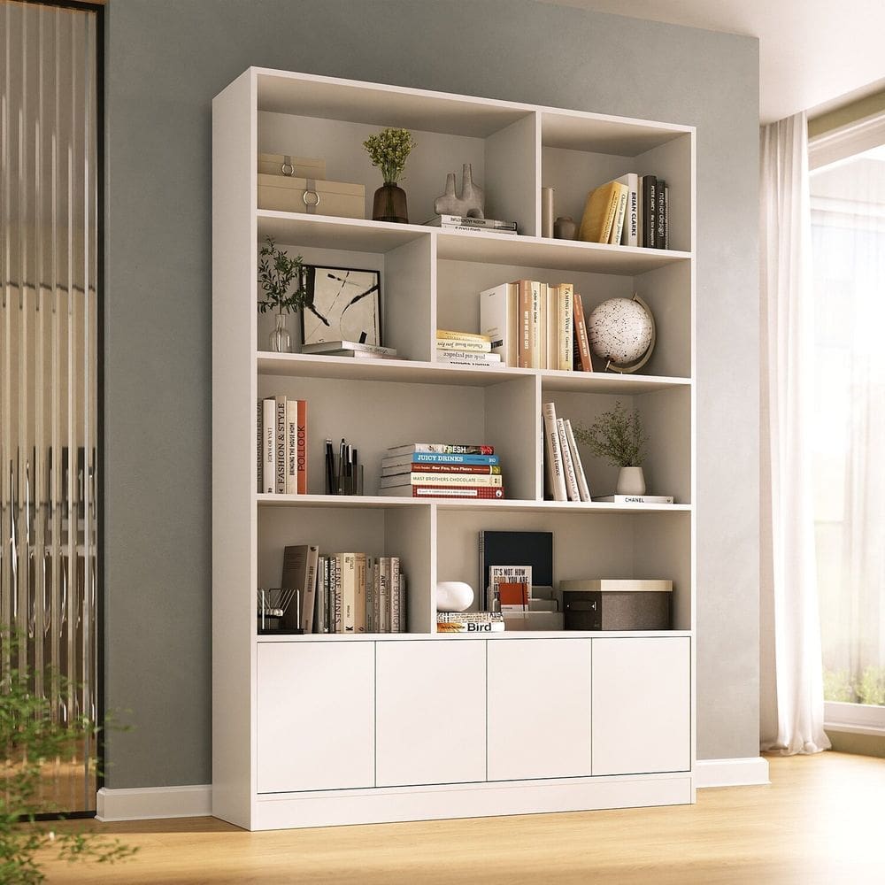 Estante de Livros 100% Mdf 4 Portas 8 Nichos Versatile Branco
