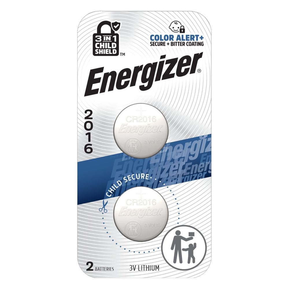 Pacote com 2 moedas de lítio Battery Energizer 2016 de 3 V com protetor infantil