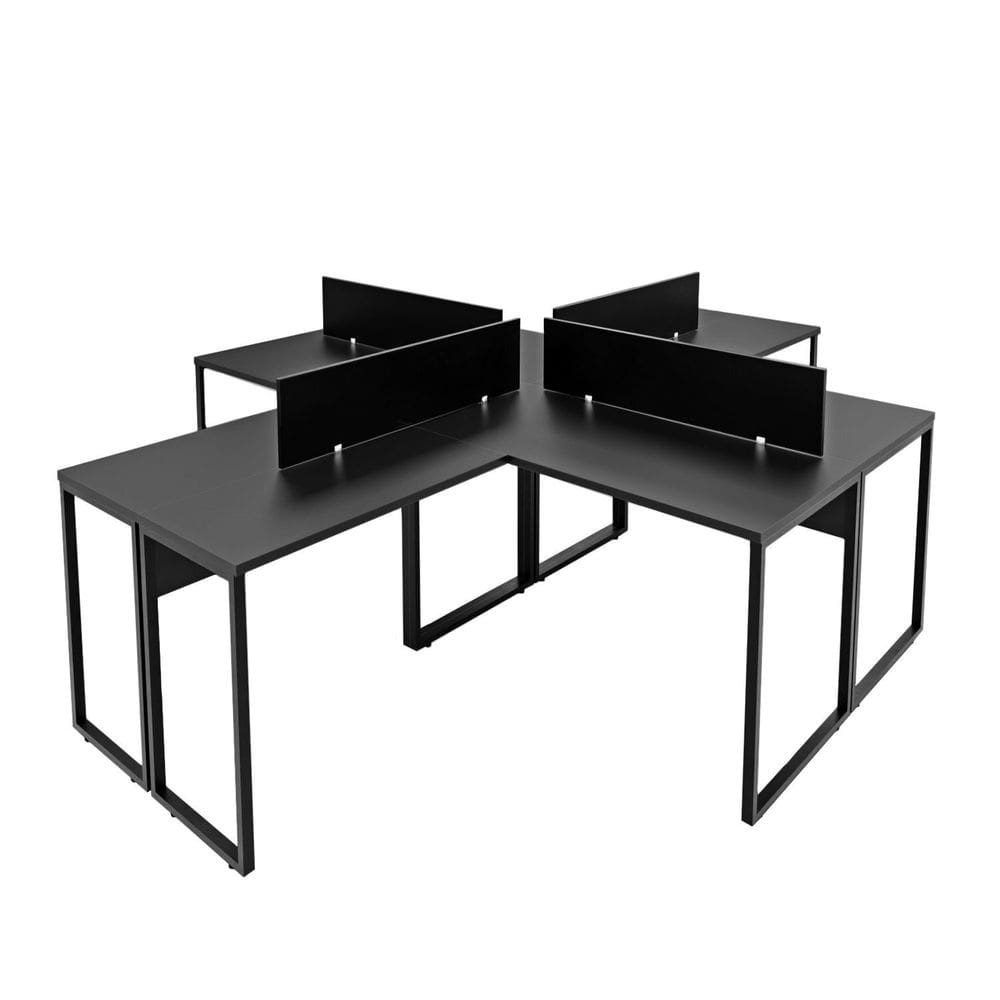 Escrivaninha Ilha em L Estação de Trabalho Mesa Industrial 240x78cm Preto