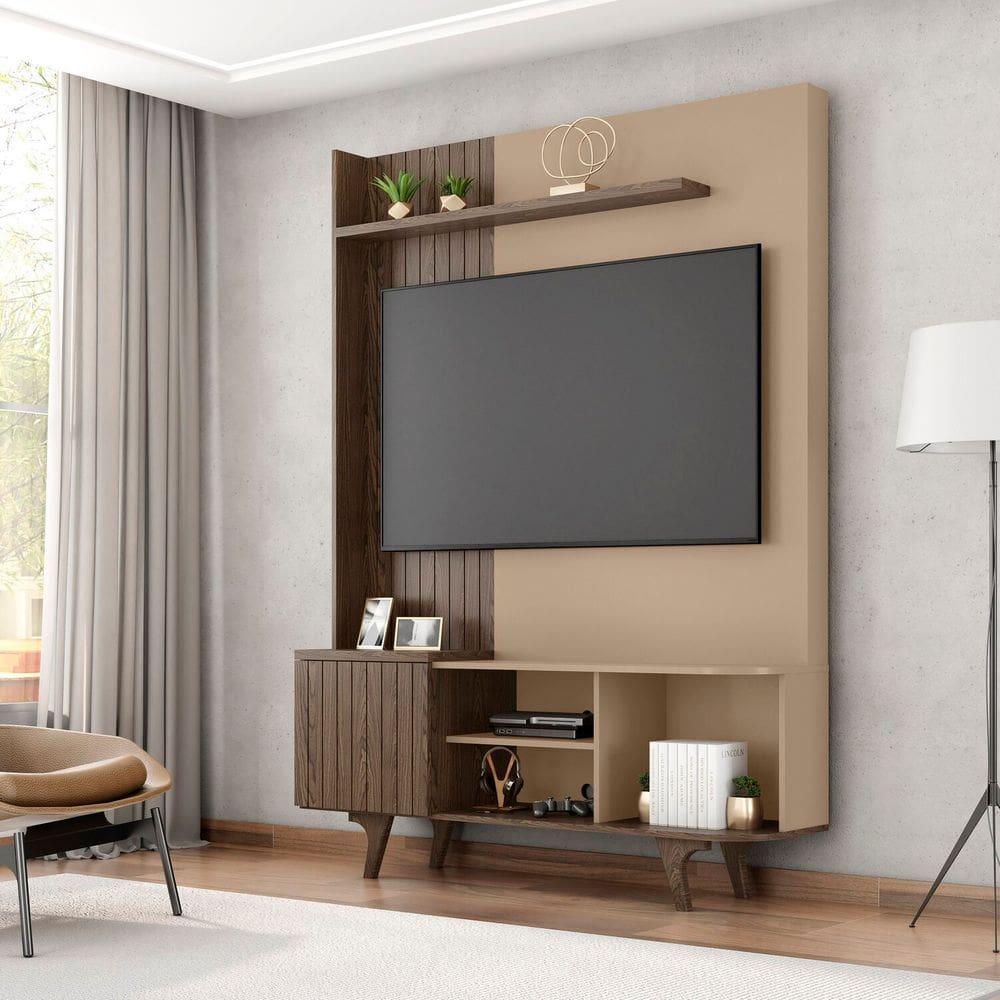 Estante Home para Tv 55 Polegadas Corumbaú Cinza/Carvalho