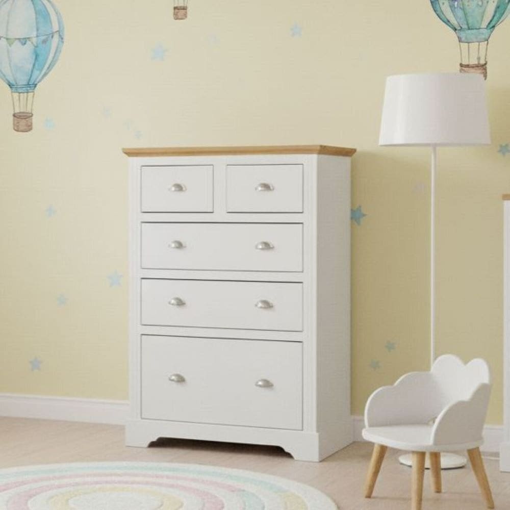 Cômoda para Quarto Infantil 5 Gavetas Toledo Branco