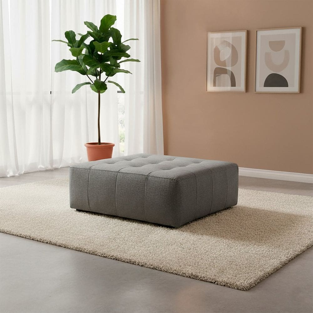Puff Sofá Modular para Sala de Estar Burgos Cinza